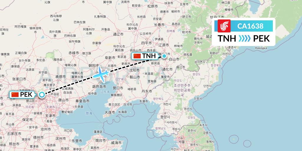 CA1638 Air China Flight Map: Tonghua to Beijing