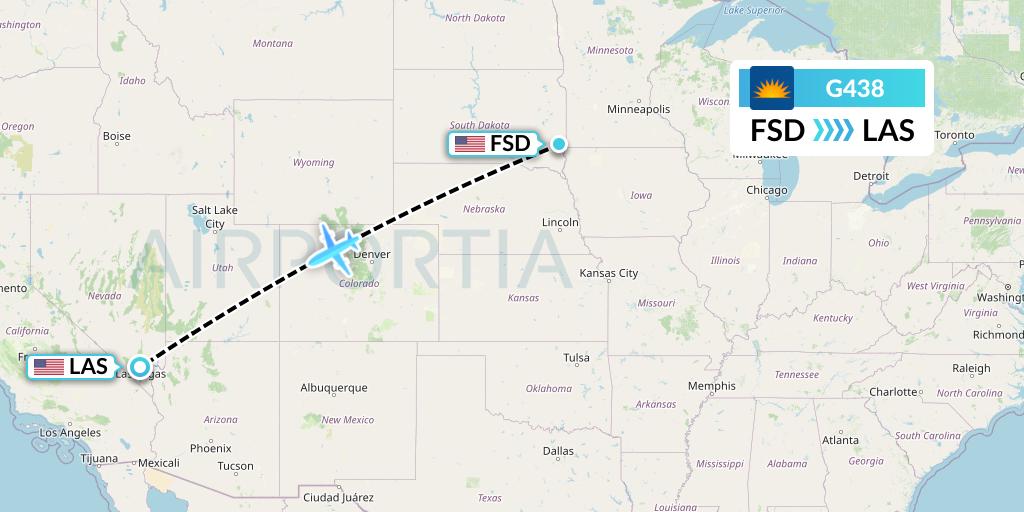 G438 Allegiant Air Flight Map: Sioux Falls to Las Vegas