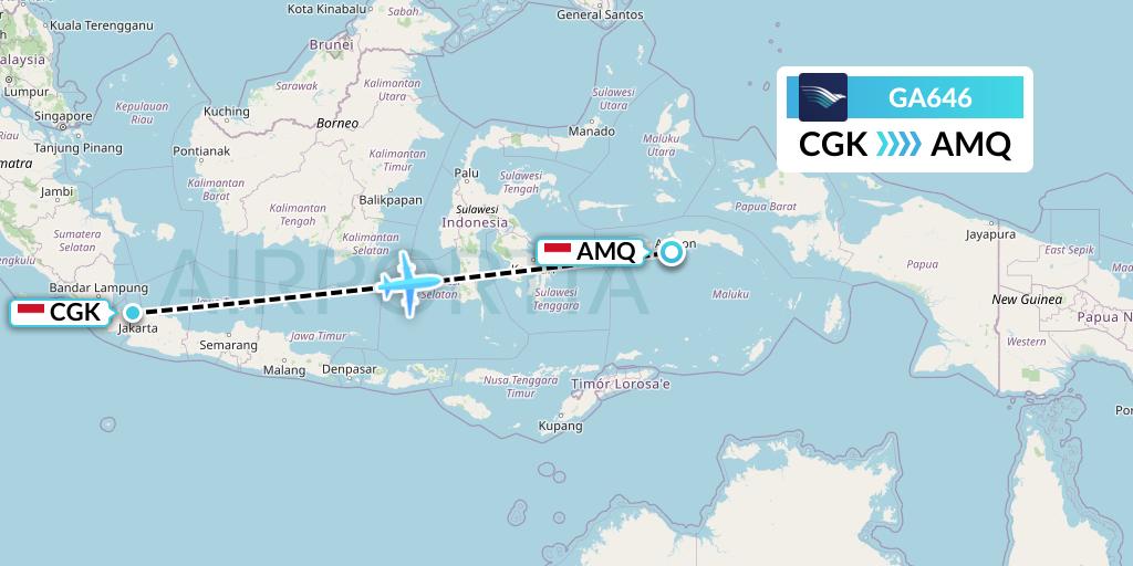 GA646 Garuda Indonesia Flight Map: Jakarta to Ambon