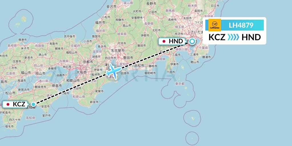 LH4879 Lufthansa Flight Map: Nankoku to Tokyo