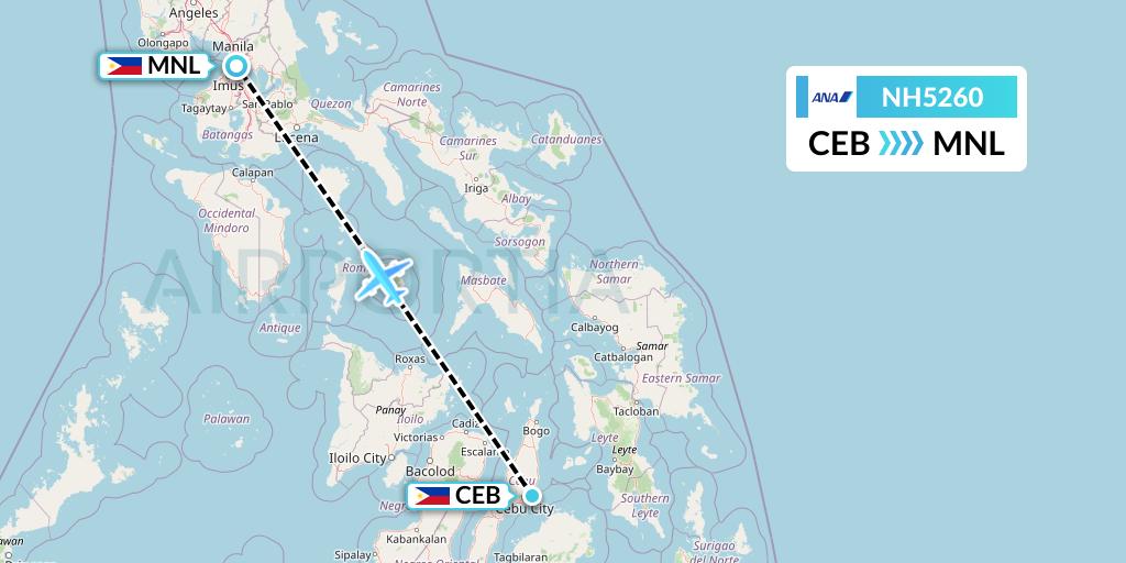 NH5260 All Nippon Airways Flight Map: Cebu to Manila
