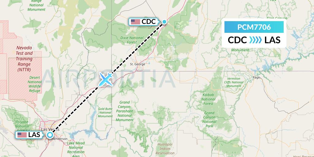 PCM7706 Westair Industries Flight Map: Cedar City to Las Vegas
