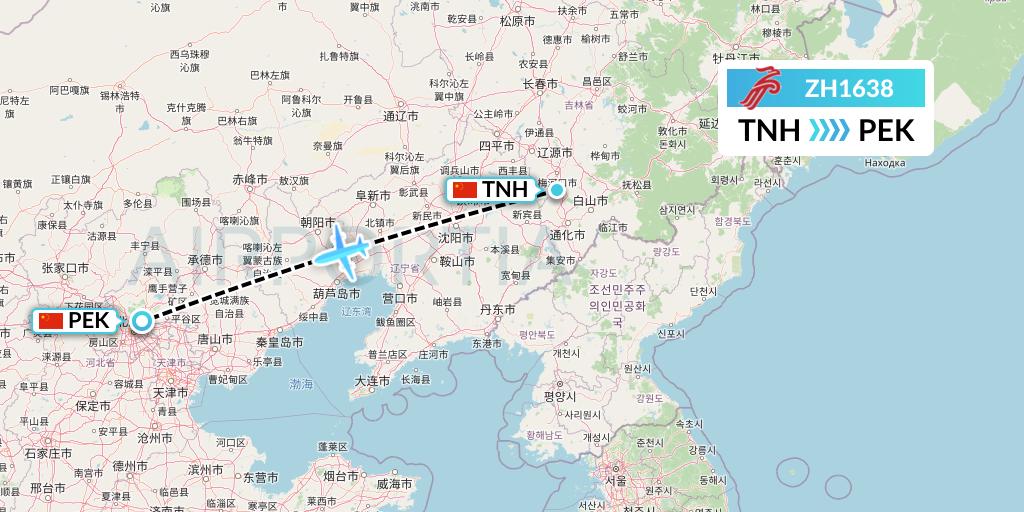ZH1638 Shenzhen Airlines Flight Map: Tonghua to Beijing