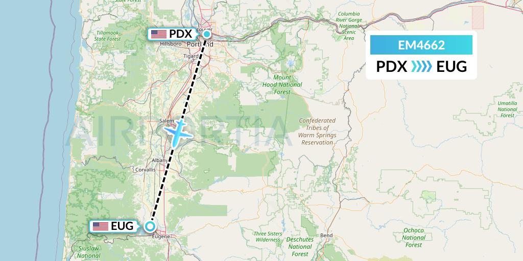 EM4662 Empire Airlines Flight Map: Portland to Eugene