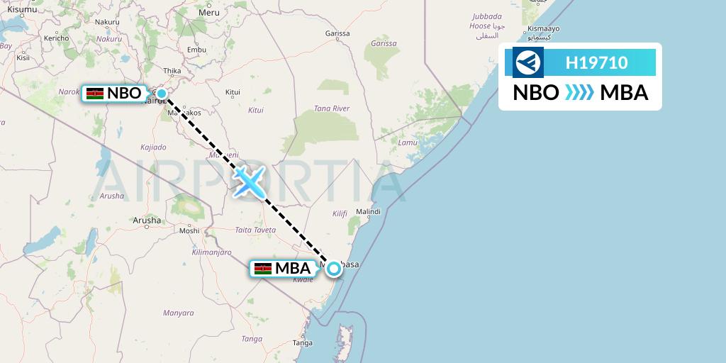H19710 Hahn Air Systems Flight Map: Nairobi to Mombasa