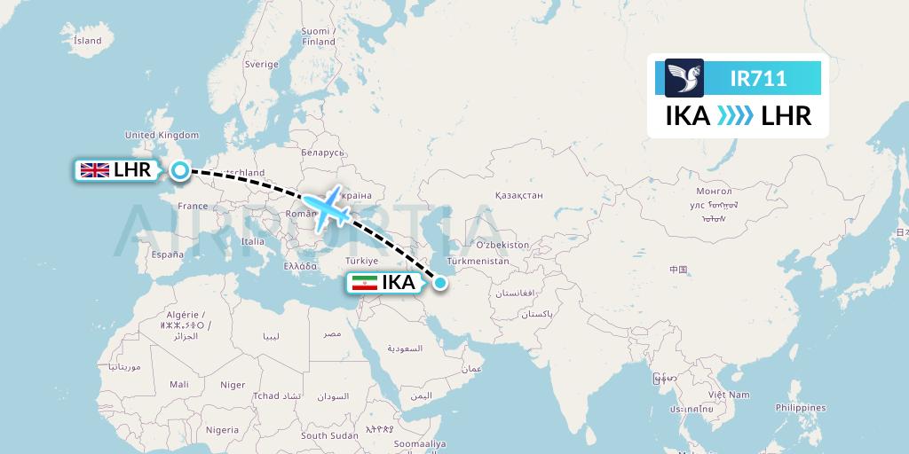 IR711 Flight Status Iran Air Tehran to London (IRA711)
