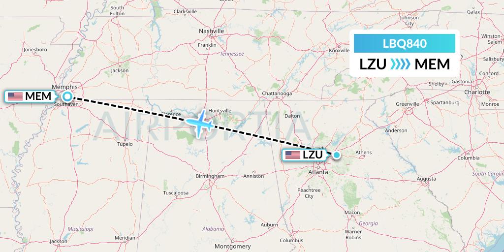 LBQ840 Quest Diagnostics Flight Map: Lawrenceville to Memphis