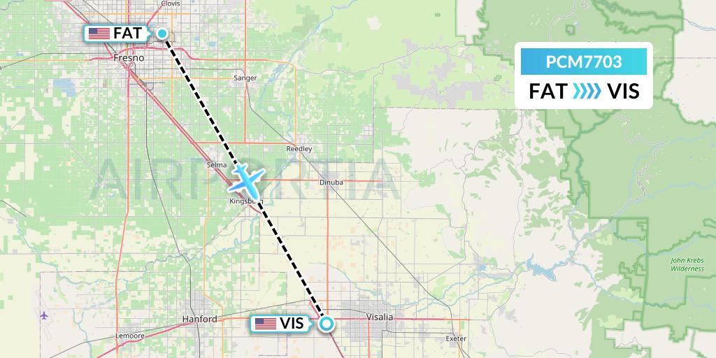 PCM7703 Westair Industries Flight Map: Fresno to Visalia