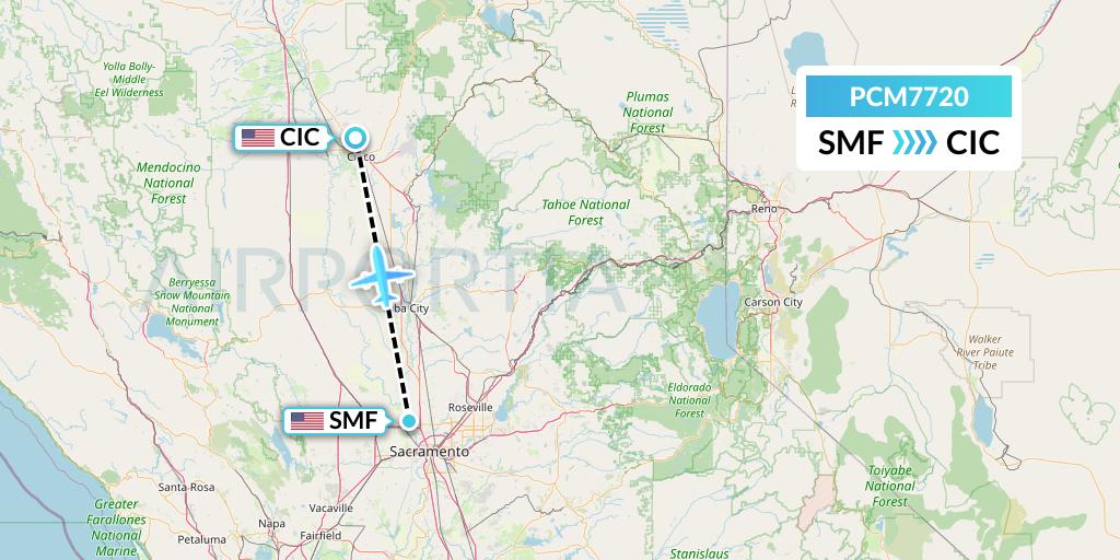 PCM7720 Westair Industries Flight Map: Sacramento to Chico