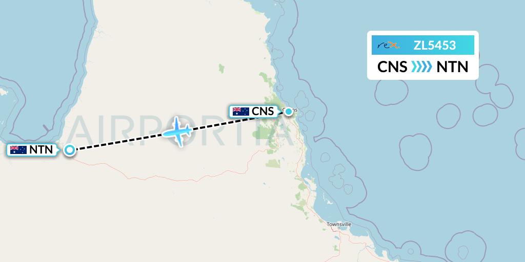 ZL5453 Regional Express Flight Map: Cairns to Normanton