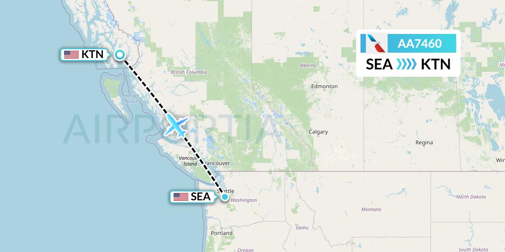 AA7460 American Airlines Flight Map: Seattle to Ketchikan