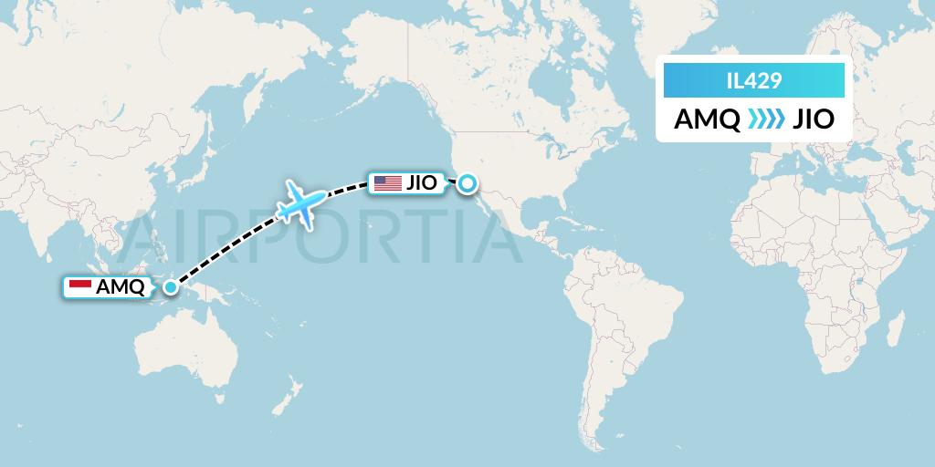 IL429 Trigana Air Service Flight Map: Ambon to Ontario