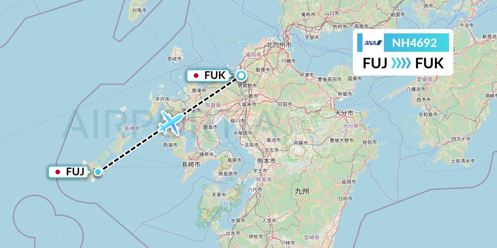 NH4692 All Nippon Airways Flight Map: Fukue to Fukuoka