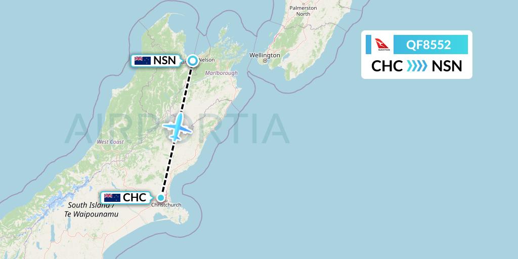 QF8552 Qantas Flight Map: Christchurch to Nelson