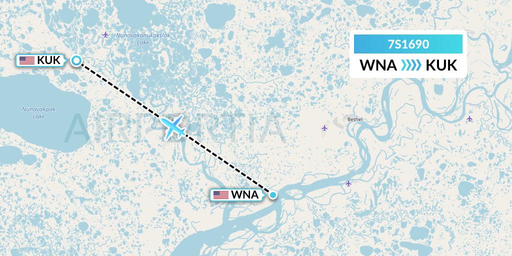7S1690 Ryan Air (USA) Flight Map: Napakiak to Kasigluk