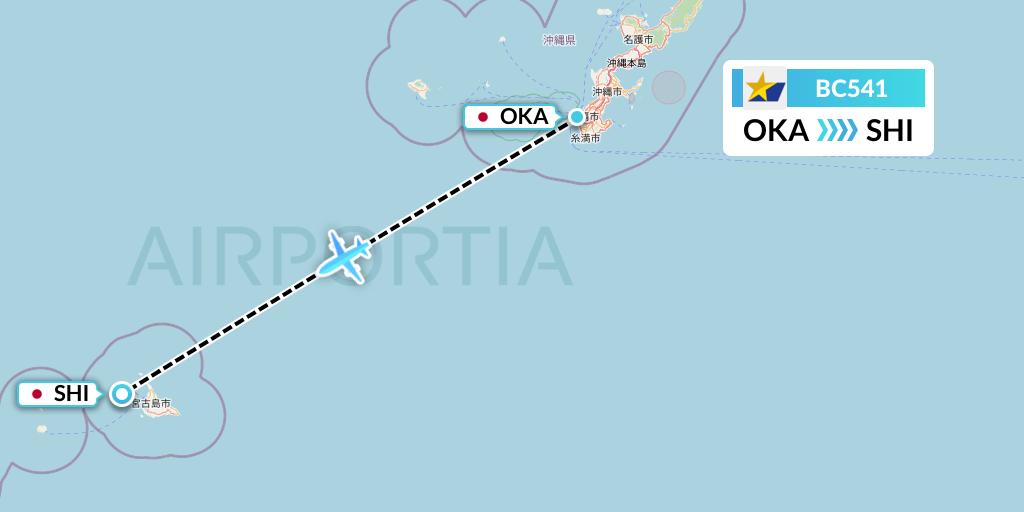 BC541 Skymark Airlines Flight Map: Naha to Japan