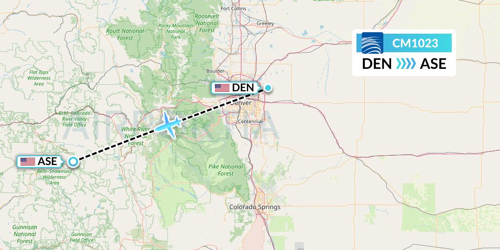 CM1023 Copa Airlines Flight Map: Denver to Aspen