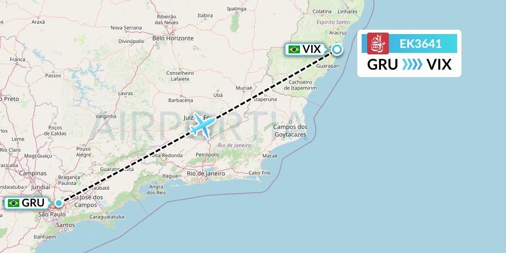 EK3641 Emirates Flight Map: Sao Paulo to Vitoria