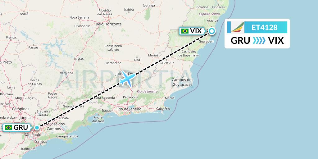ET4128 Ethiopian Airlines Flight Map: Sao Paulo to Vitoria