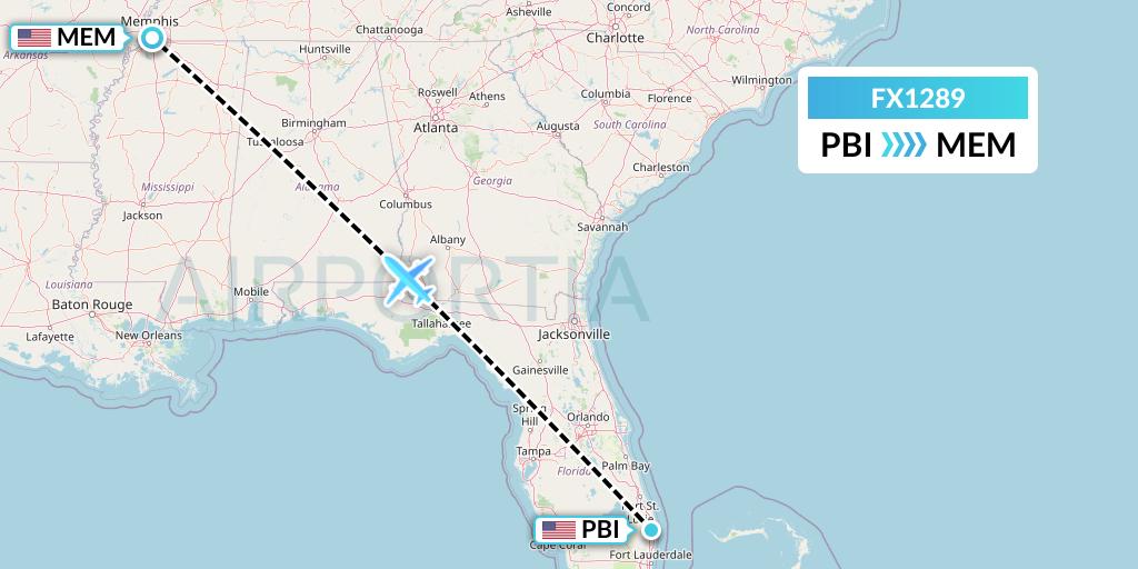 FX1289 Flight Status FedEx: West Palm Beach to Memphis (FDX1289)