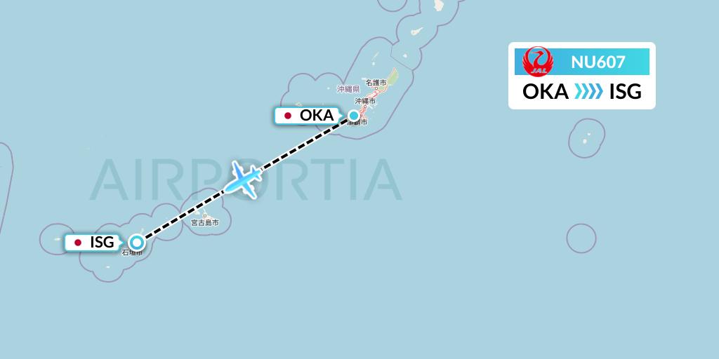 NU607 Japan Transocean Air Flight Map: Naha to Ishigaki
