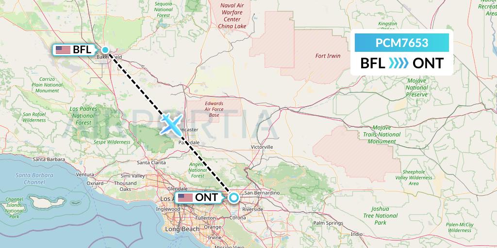 PCM7653 Westair Industries Flight Map: Bakersfield to Ontario