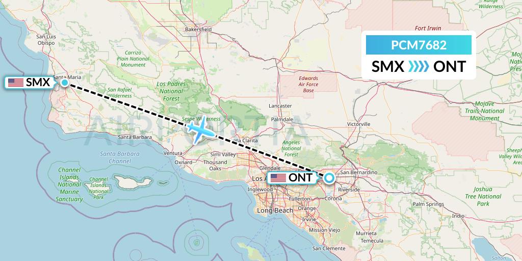 PCM7682 Westair Industries Flight Map: Santa Maria to Ontario