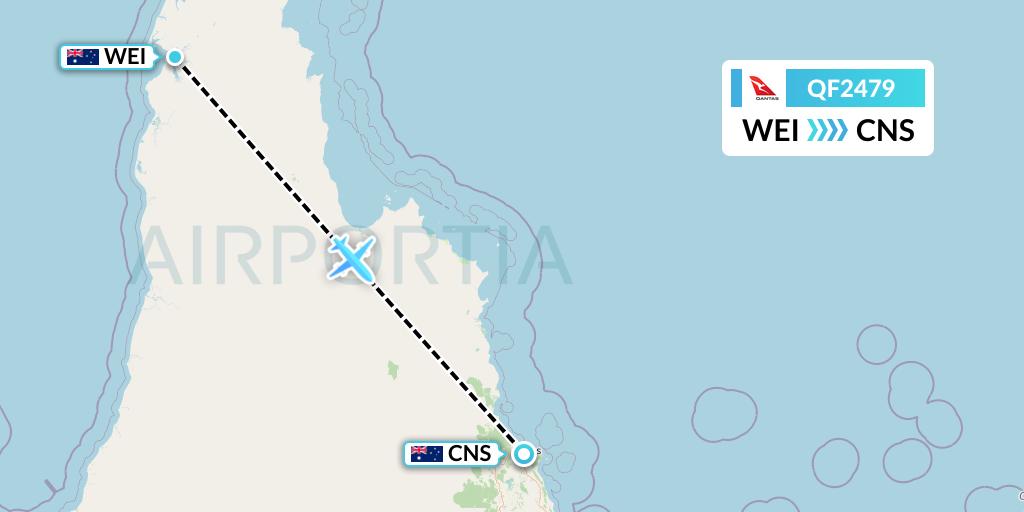 QF2479 Qantas Flight Map: Weipa to Cairns