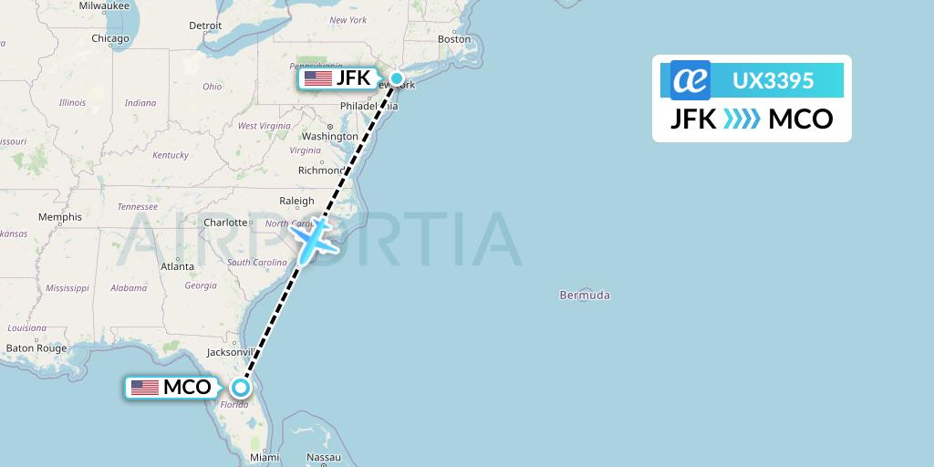 UX3395 Air Europa Flight Map: New York to Orlando