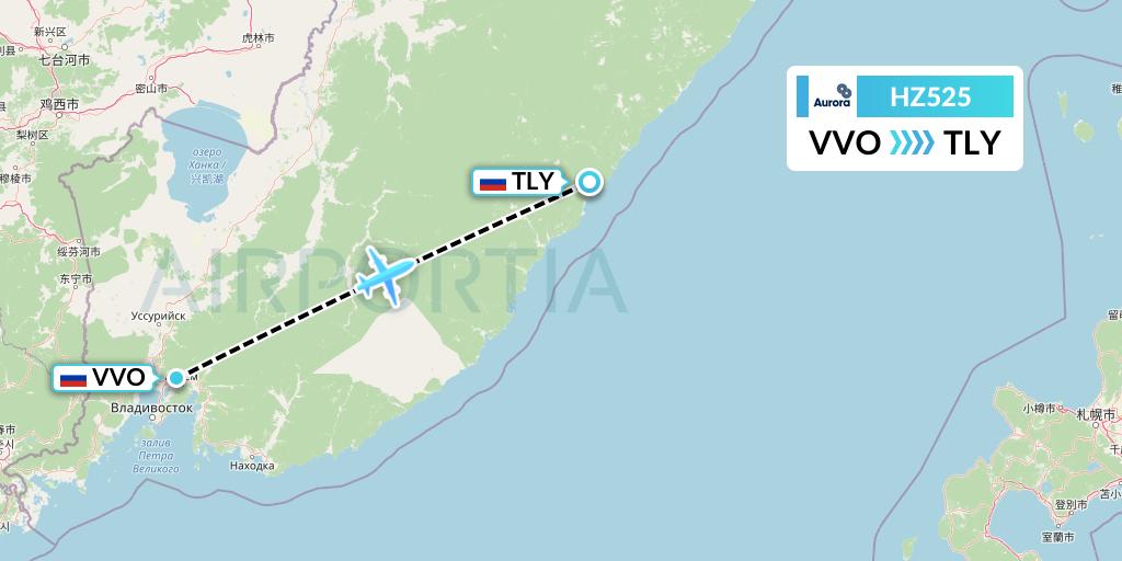 HZ525 Aurora Flight Map: Vladivostok to Plastun
