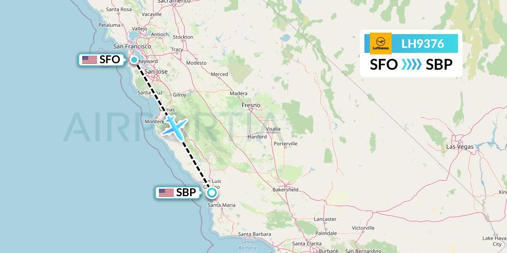 LH9376 Lufthansa Flight Map: San Francisco to San Luis Obispo