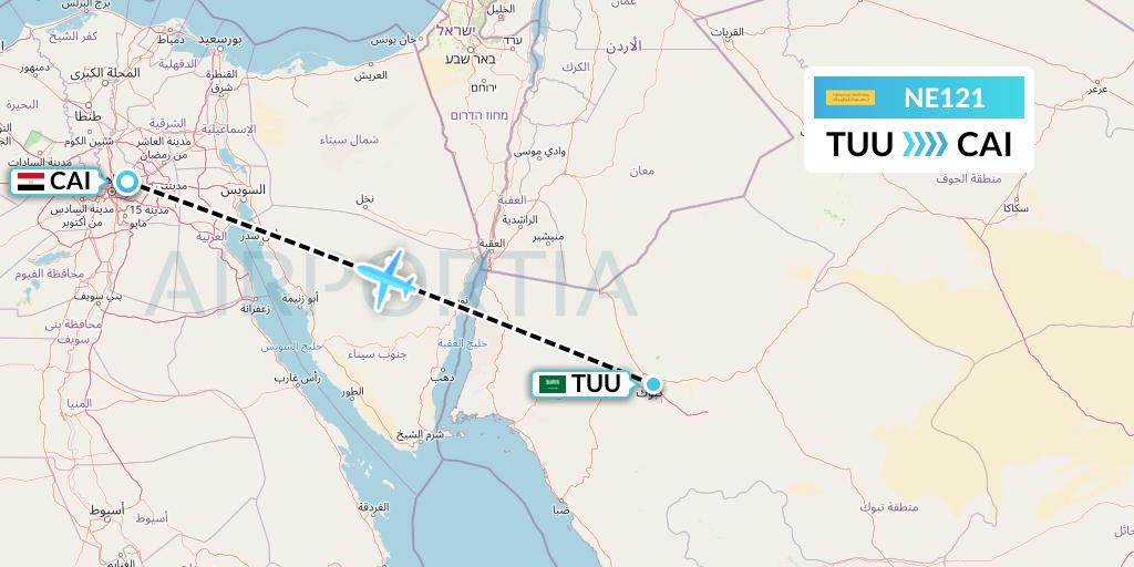 NE121 Nesma Airlines Flight Map: Tabuk to Cairo