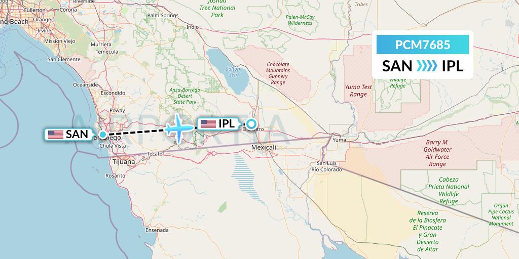 PCM7685 Westair Industries Flight Map: San Diego to Imperial