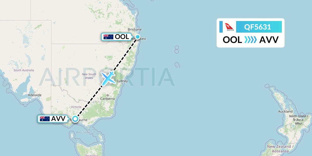 QF5631 Qantas Flight Map: Gold Coast to Melbourne