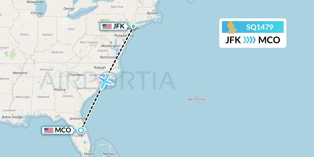 SQ1479 Singapore Airlines Flight Map: New York to Orlando