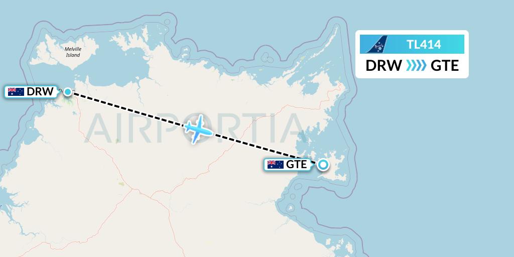 TL414 Airnorth Flight Map: Darwin to Groote Eylandt