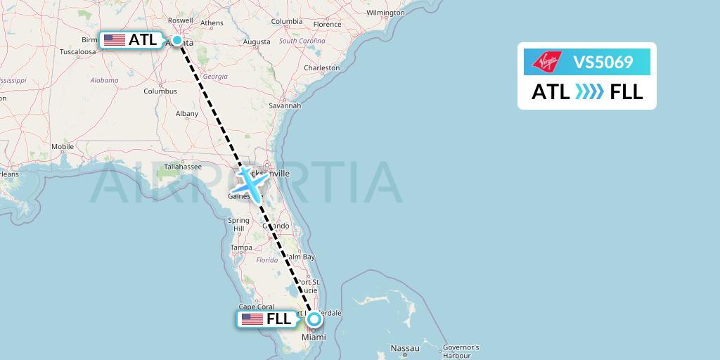 VS5069 Virgin Atlantic Airways Flight Map: Atlanta to Fort Lauderdale