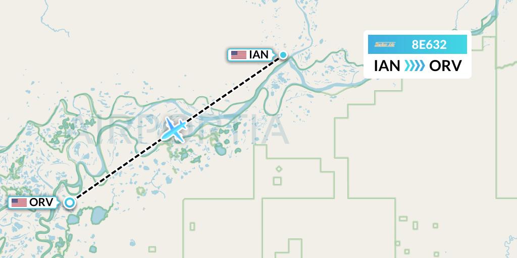 8E632 Bering Air Flight Map: Kiana to Noorvik