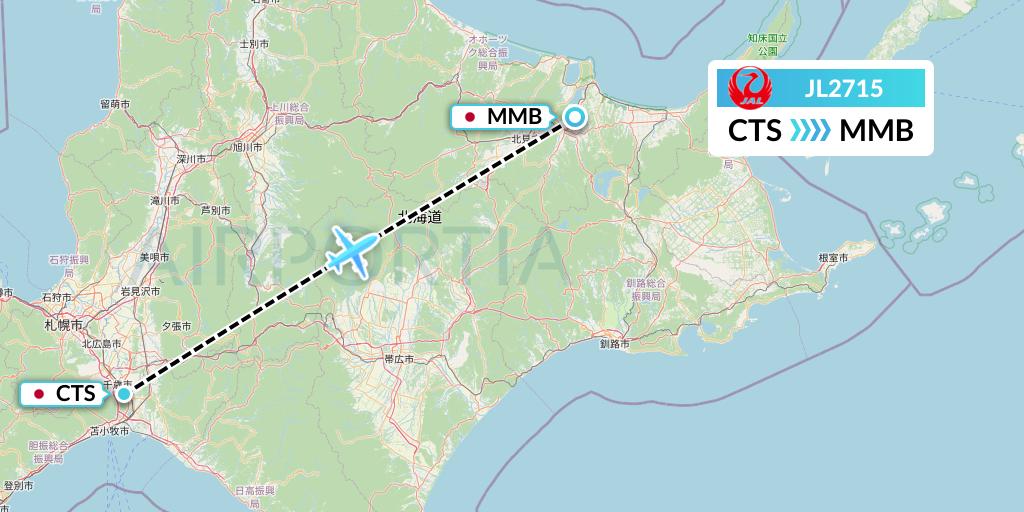 JL2715 Japan Airlines Flight Map: Sapporo to Memanbetsu