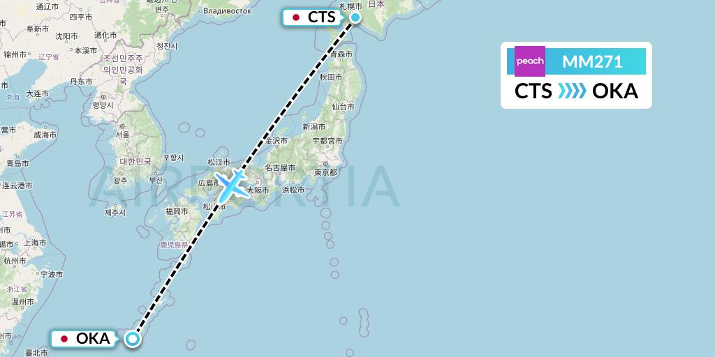 MM271 Peach Aviation Flight Map: Sapporo to Naha