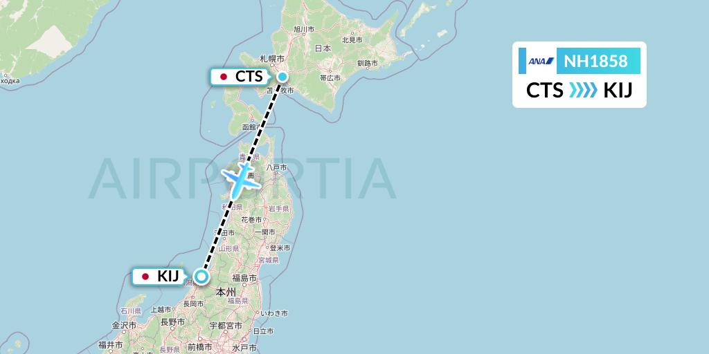 NH1858 All Nippon Airways Flight Map: Sapporo to Niigata