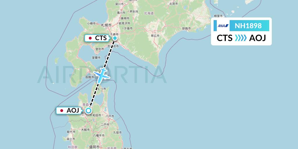 NH1898 All Nippon Airways Flight Map: Sapporo to Aomori