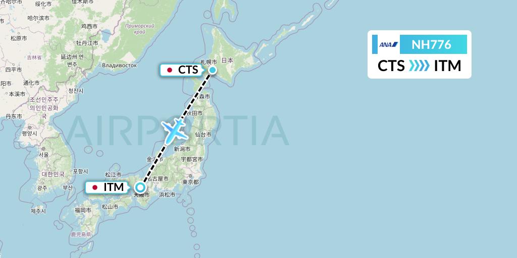 NH776 All Nippon Airways Flight Map: Sapporo to Osaka
