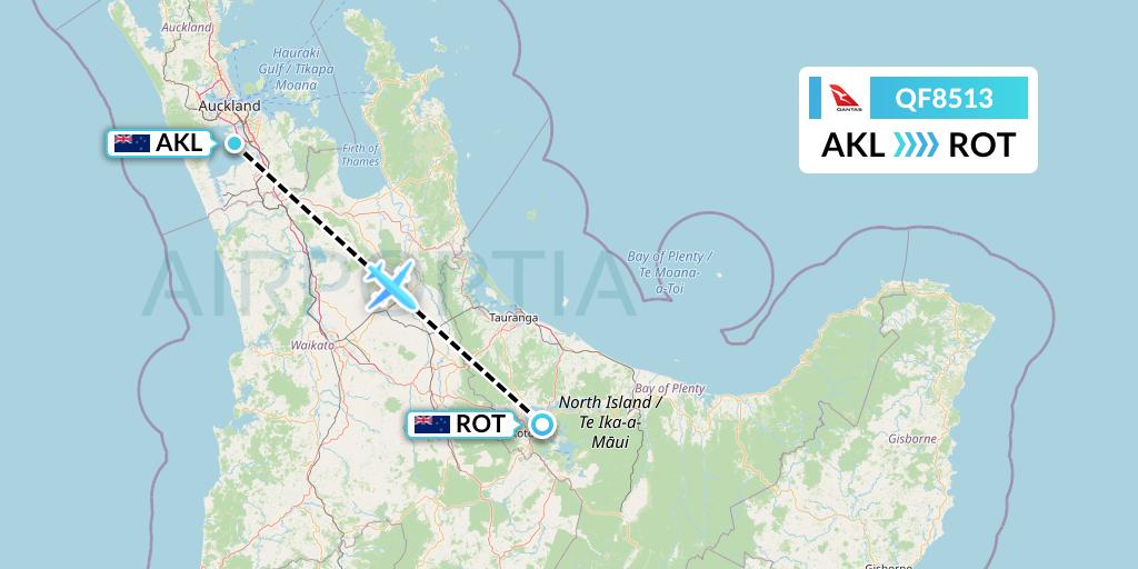 QF8513 Qantas Flight Map: Auckland to Rotorua
