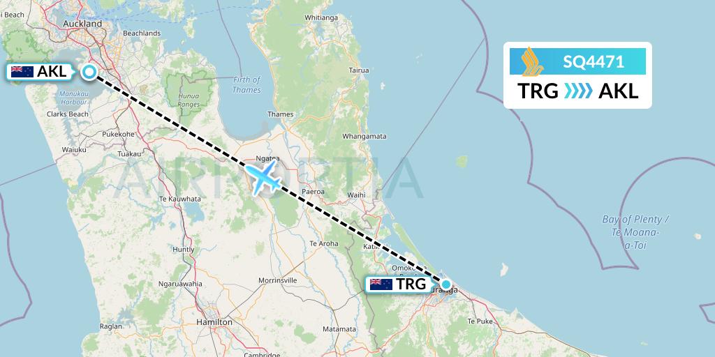 SQ4471 Singapore Airlines Flight Map: Tauranga to Auckland