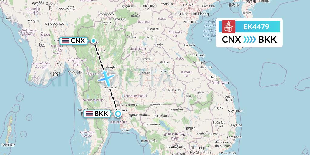 EK4479 Emirates Flight Map: Chiang Mai to Bangkok