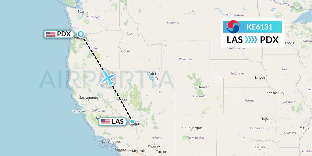 KE6131 Korean Air Flight Map: Las Vegas to Portland