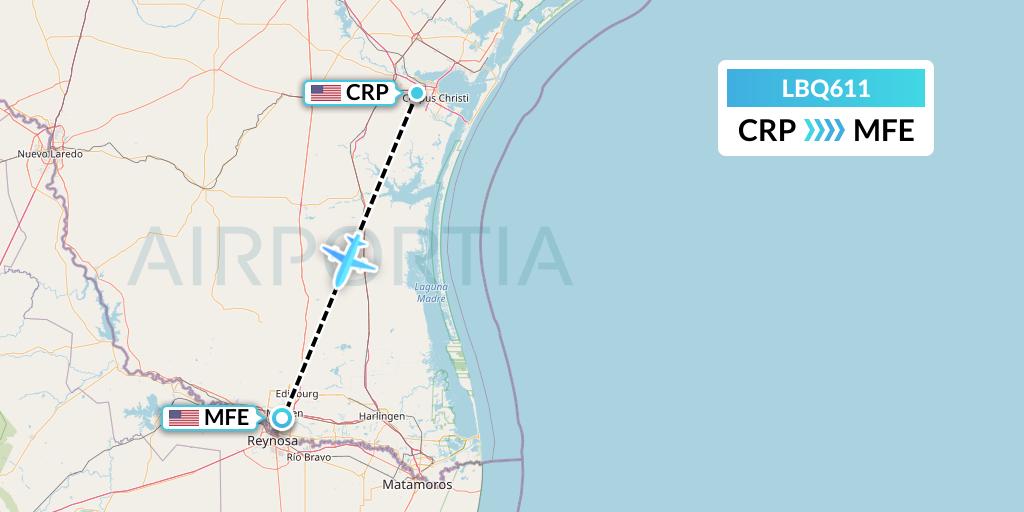 LBQ611 Quest Diagnostics Flight Map: Corpus Christi to McAllen