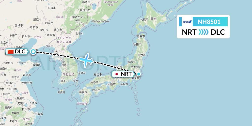 NH8501 All Nippon Airways Flight Map: Tokyo to Dalian