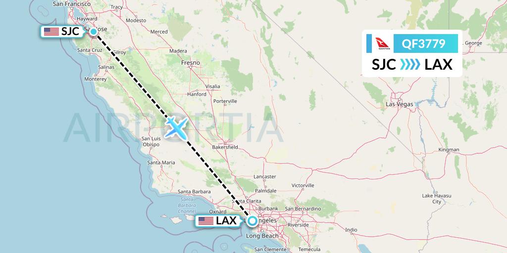 QF3779 Qantas Flight Map: San Jose to Los Angeles